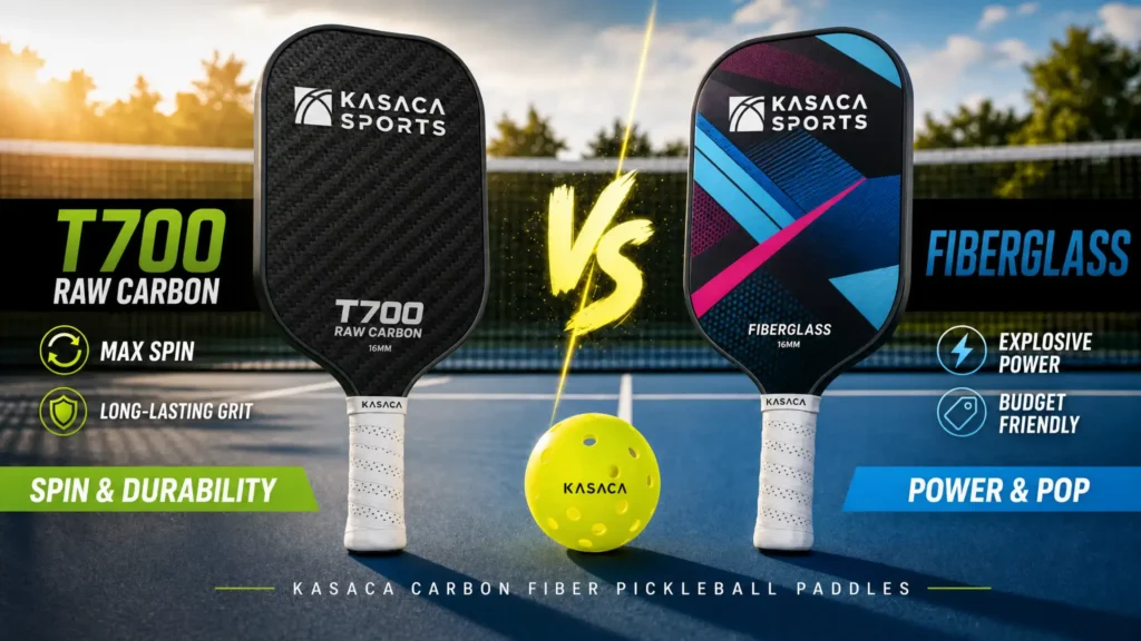 kasaca t700 raw carbon vs fiberglass pickleball paddle